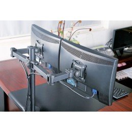 Supporto da Scrivania per 2 Monitor 13-27" Affiancati con Morsetto