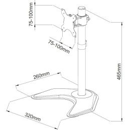Supporto da scrivania per 1 Monitor LCD 13-27'' con base h.465mm