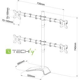 Supporto da Scrivania per 4 Monitor 13-27" con base