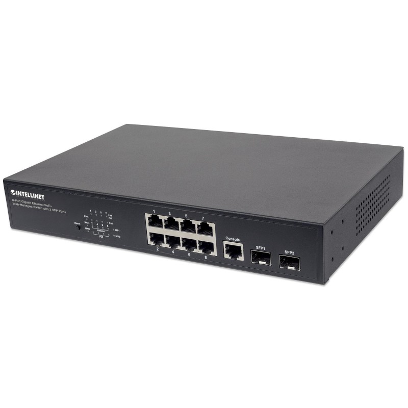 Switch Gigabit Ethernet 8 Porte PoE+ Web-Managed con 2 porte SFP