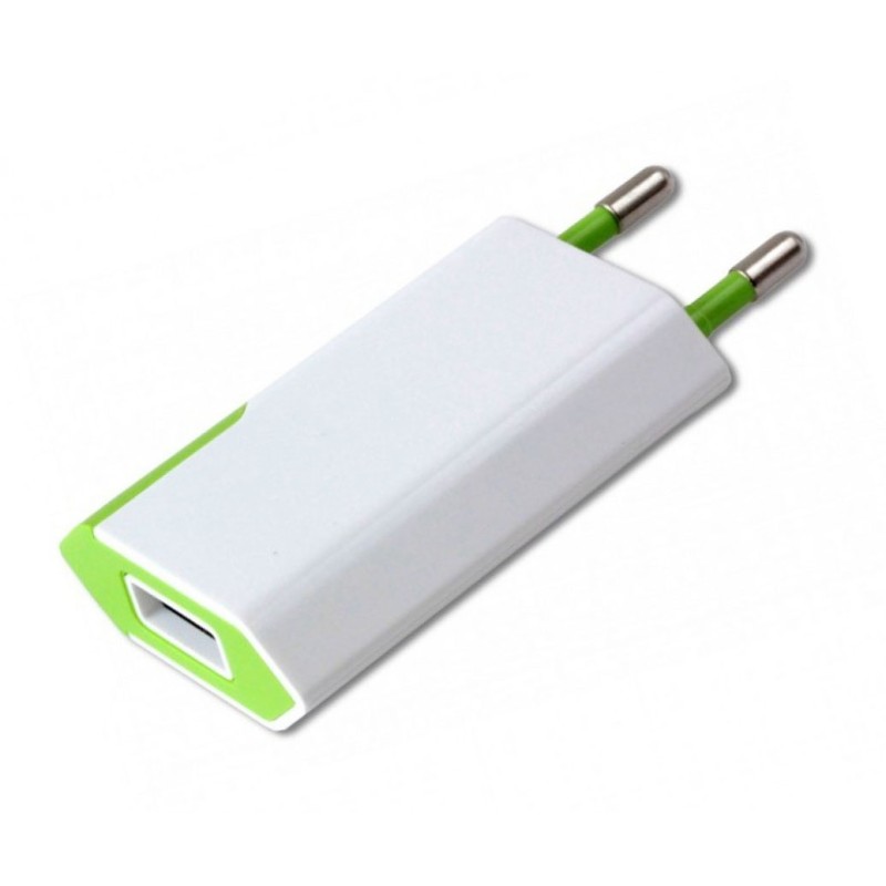 Caricatore USB 1A Compatto Spina Europea Bianco/Verde