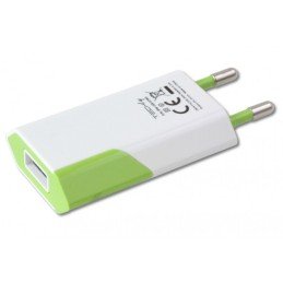 Caricatore USB 1A Compatto Spina Europea Bianco/Verde
