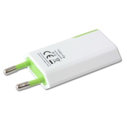 Caricatore USB 1A Compatto Spina Europea Bianco/Verde