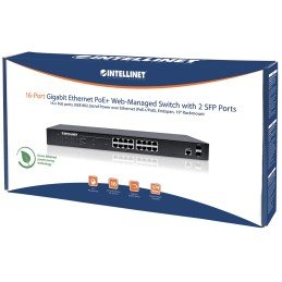 Switch Gigabit Ethernet 16 Porte PoE+ Web-Managed con 2 porte SFP