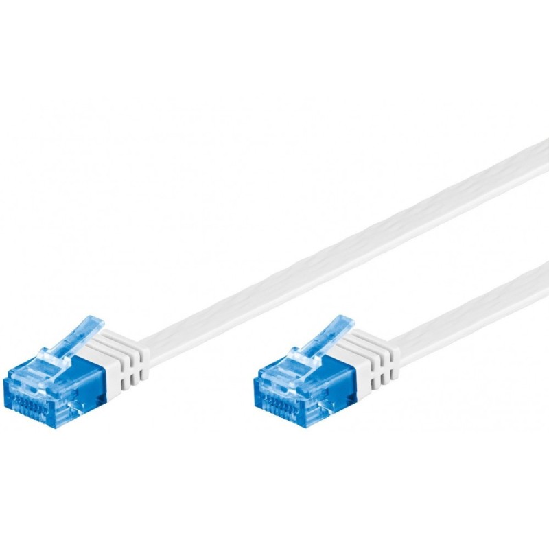 Cavo di rete Patch piatto in Rame Cat.6A U/UTP Bianco 2m