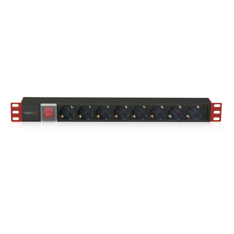 Multipresa per Rack 19'' 8 Posti con Interruttore Tipo Tedesco 1U