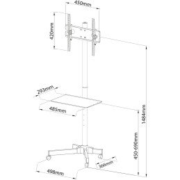 Supporto a Pavimento con Mensola Trolley TV LCD/LED/Plasma 23"-55"