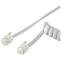 Cavo telefonico spiralato 2mt RJ10 4P4C Bianco