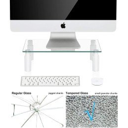 Stand da Scrivania Regolabile Vetro Trasparente per Monitor Notebook