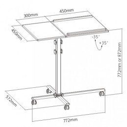 Carrello per Proiettore e Notebook a Due Ripiani Regolabile in Altezza