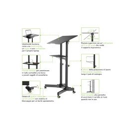 Postazione di Lavoro Supporto Laptop con Mensola Altezza Regolabile