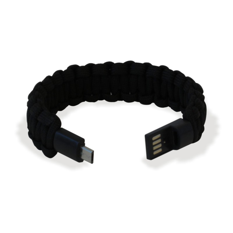 Bracciale Paracord con Micro USB Nero