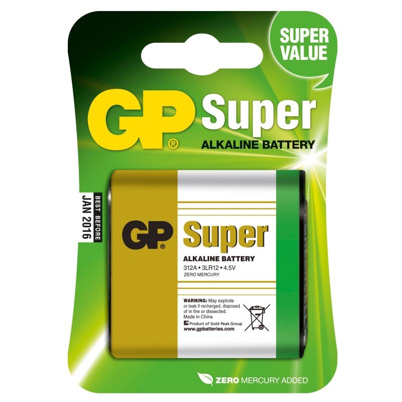 Blister 1 Batteria 4,5V GP Super 312A 3LR12 Blister 1 Batteria 4,5V GP Super 312A 3LR12