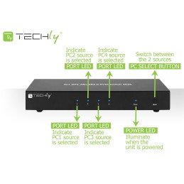 Switch KVM DisplayPort 1.2 e USB 2.0 4 porte con hub e audio