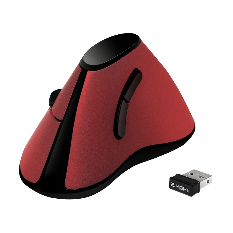 Mouse Verticale Ottico Ergonomico Wireless 1200dpi Rosso