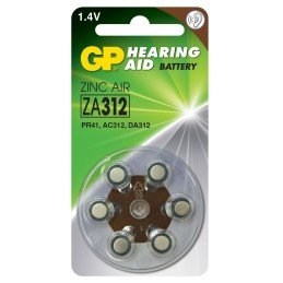 Blister 6 Batteria a Bottone PR41 ZA312 AC312 DA312, Protesi Acustiche