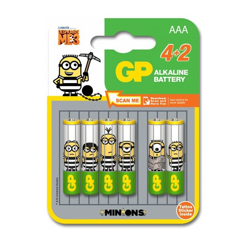 Blister 4+2 Batterie Alcaline AAA MiniStilo GP Minions