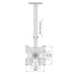 Staffa telescopica per installazione TV LED/LCD a soffitto