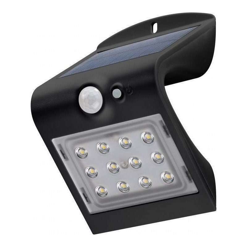 Lampada LED Solare a Muro 1,5W IP65 Sensore di Movimento Nero