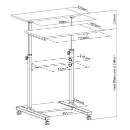 Postazione di Lavoro Carrello PC Laptop con Mensole Altezza Regolabile