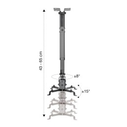 Staffa Universale a Parete-Soffitto per Proiettori Estensione 43-65 cm