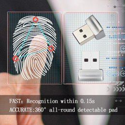 Lettore di Impronte Digitali Fingerprint USB 2.0 con Sensore a 360 gradi