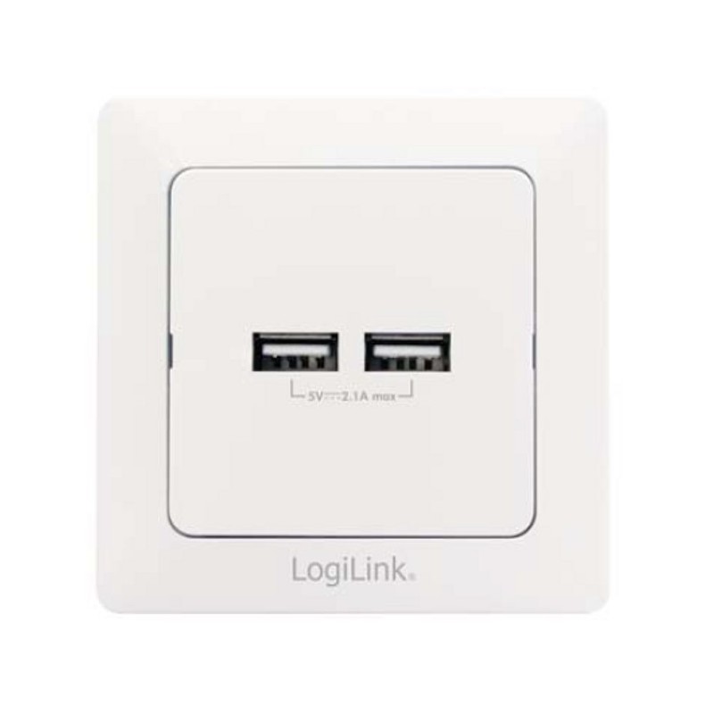 Presa a Muro 2 porte USB Bianco Presa a Muro 2 porte USB Bianco