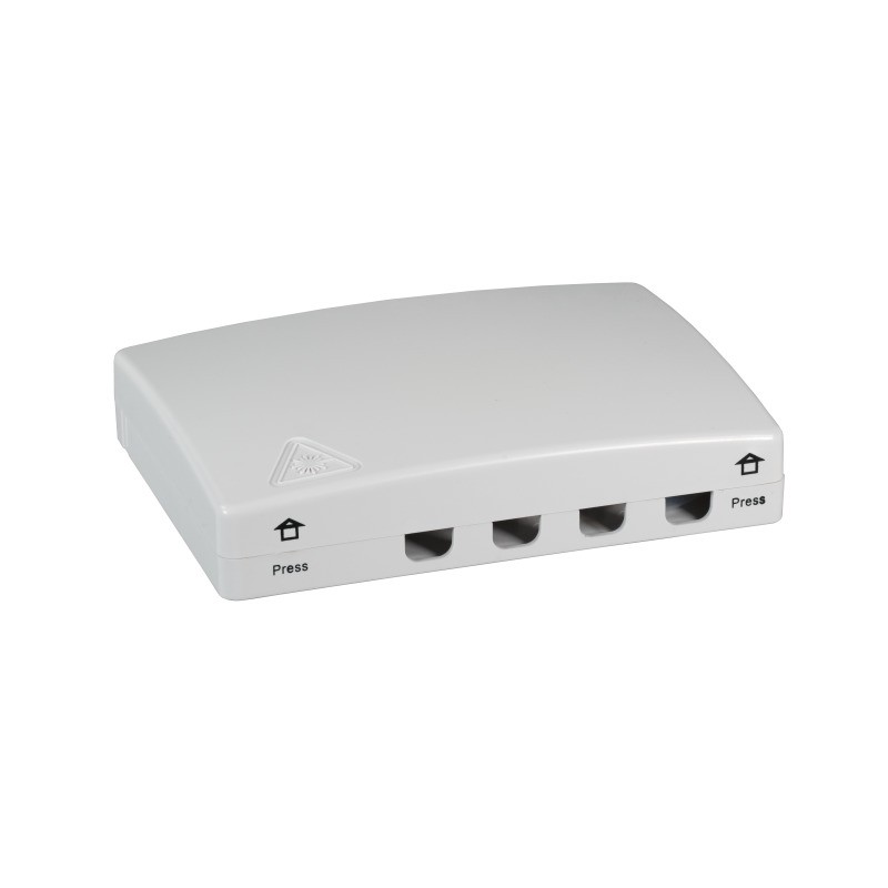 Scatola di connessione indoor FTTH per 4 fibre, 4 adattatori, IP20 Scatola di connessione indoor FTTH per 4 fibre, 4 adattatori, IP20