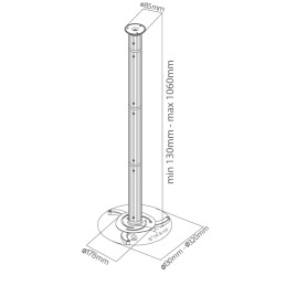 Staffa Universale per Proiettore 10kg a Soffitto