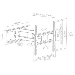 Supporto a Muro Universale Full-Motion per TV 32-55"