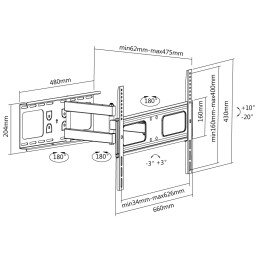 Supporto a Muro Universale per TV 37-70" Full-Motion