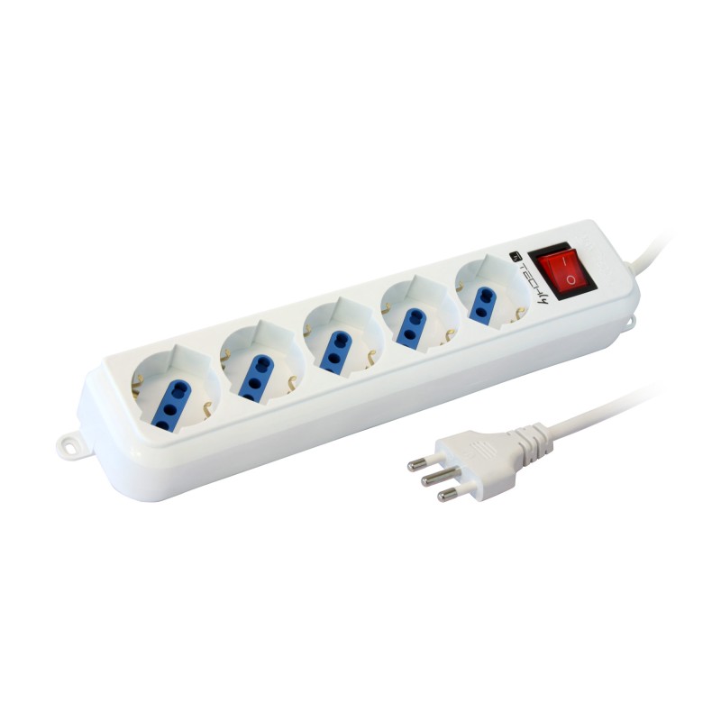 Multipresa 5 Posti Italiana Bipasso / Schuko Cavo 5m Multipresa 5 Posti Italiana Bipasso / Schuko Cavo 5m