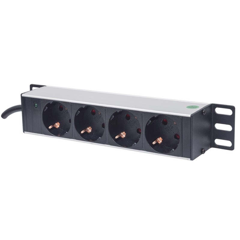 Multipresa Schuko 4 posti da Rack 10" con Spina Tedesca Multipresa Schuko 4 posti da Rack 10" con Spina Tedesca