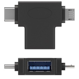 Adattatore a T USB-A, Micro-B e USB-C™ Nero