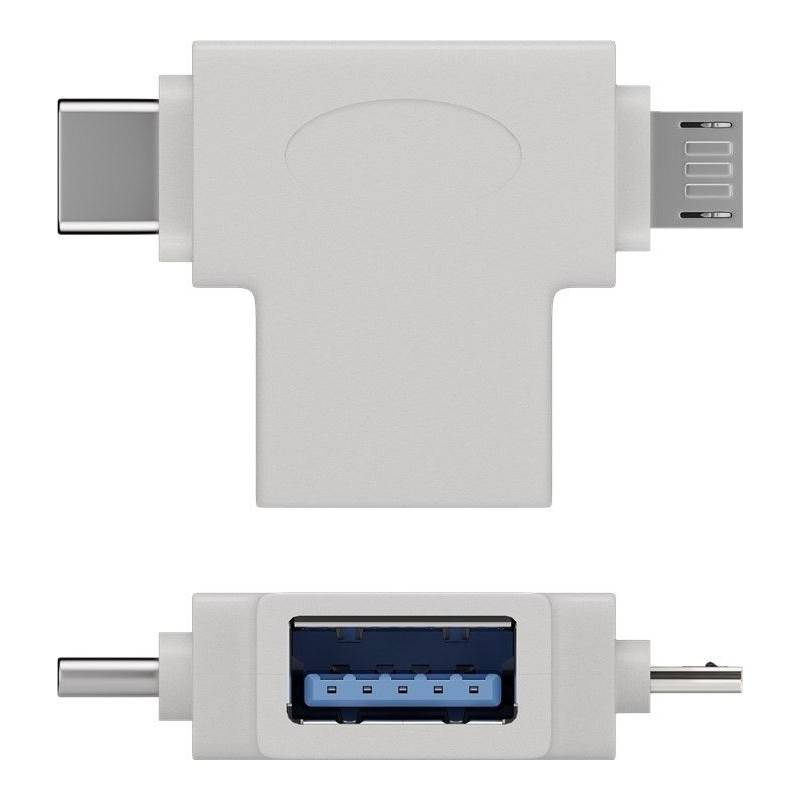 Adattatore a T USB-A, Micro-B e USB-C™ Bianco