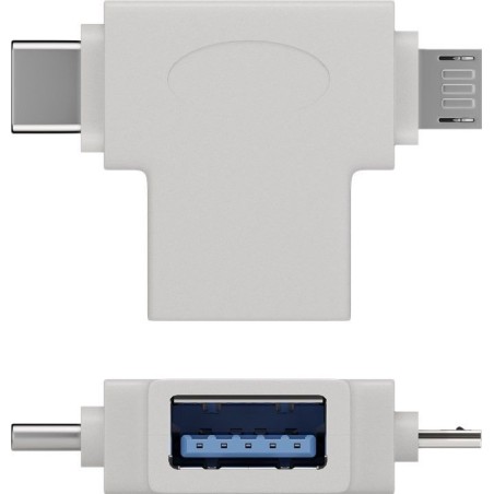Adattatore a T USB-A, Micro-B e USB-C™ Bianco