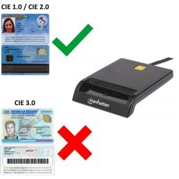 Lettore/Scrittore di Smart Card USB Compatto Nero