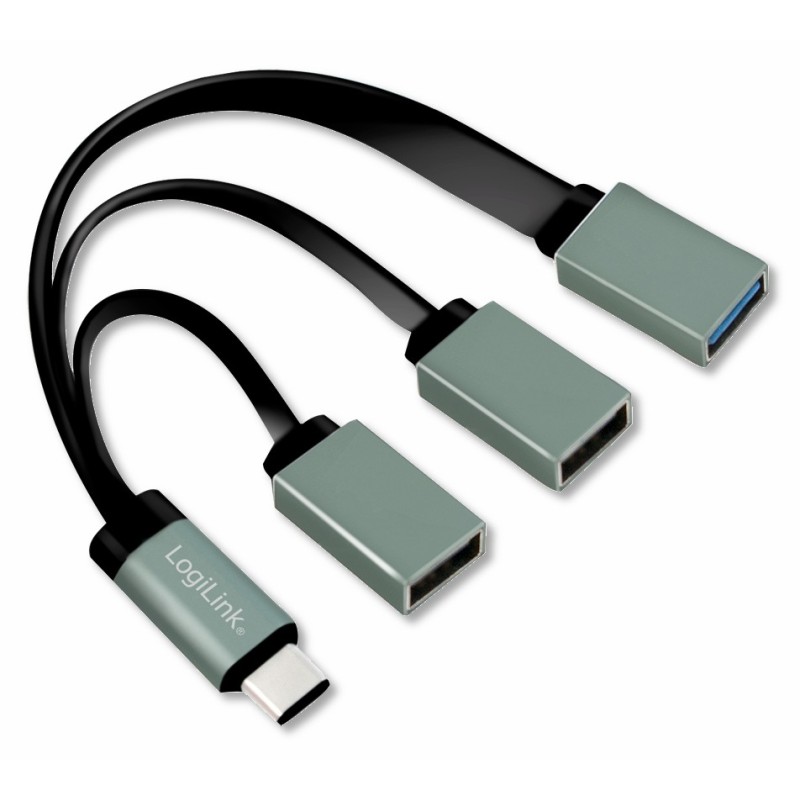 Hub Flessibile USB-C™ SuperSpeed 3 Porte USB3.0 A Femmina Nero Hub Flessibile USB-C™ SuperSpeed 3 Porte USB3.0 A Femmina Nero