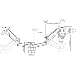 Staffa a Muro con Molla a Gas per due Monitor 17-32"