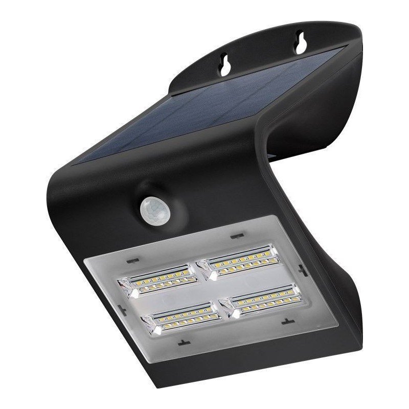 Lampada LED Solare a Muro 3,2W IP65 Sensore di Movimento Nero Lampada LED Solare a Muro 3,2W IP65 Sensore di Movimento Nero