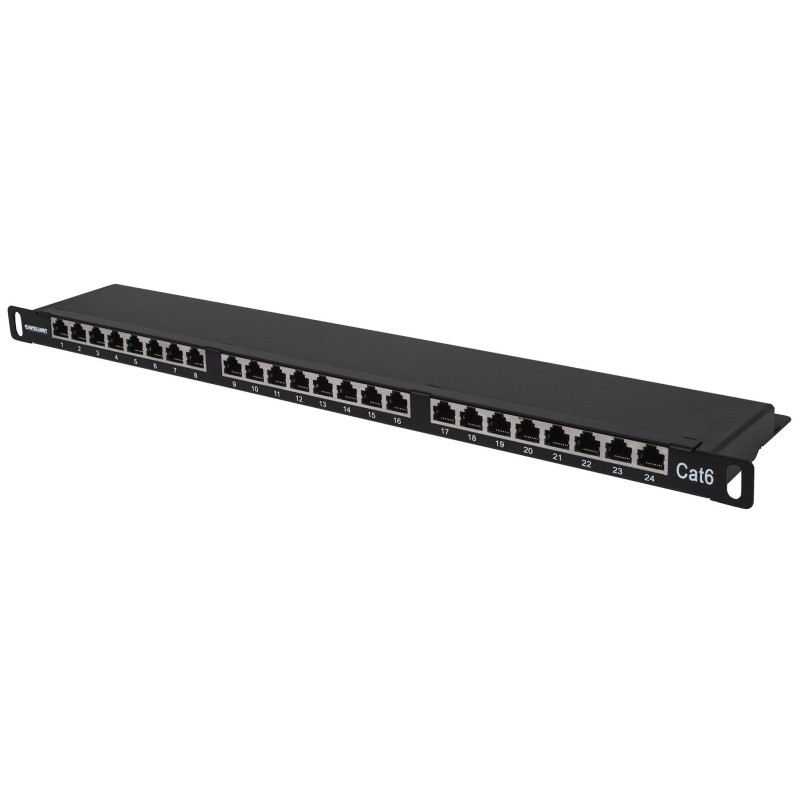 Pannello Patch 24 posti 19" 0.5U Cat6 FTP Nero