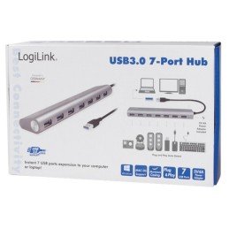 Hub USB 3.0 SuperSpeed 7 porte Alluminio Silver
