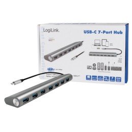Hub USB-C™ SuperSpeed 7 Porte Alluminio Silver