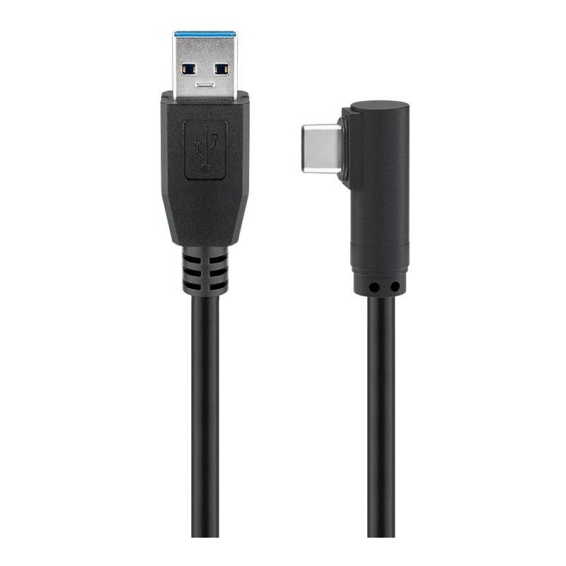 Cavo USB3.0 USB-C™ M 90° a USB tipo A M 2m Nero