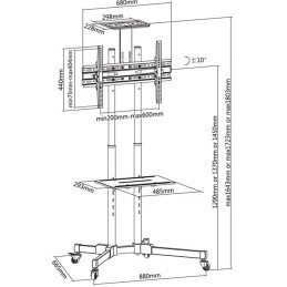 Trolley da Pavimento con Mensola per TV LCD/LED/Plasma 37-70"