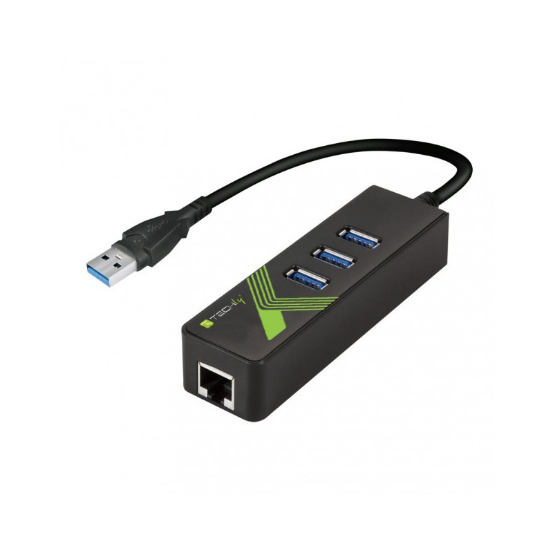 Adattatore Convertitore USB3.0 Ethernet Gigabit con Hub 3 porte