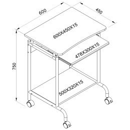 Scrivania Mobile "Compact" per Computer Ripiano Tastiera Scorrevole Bianco