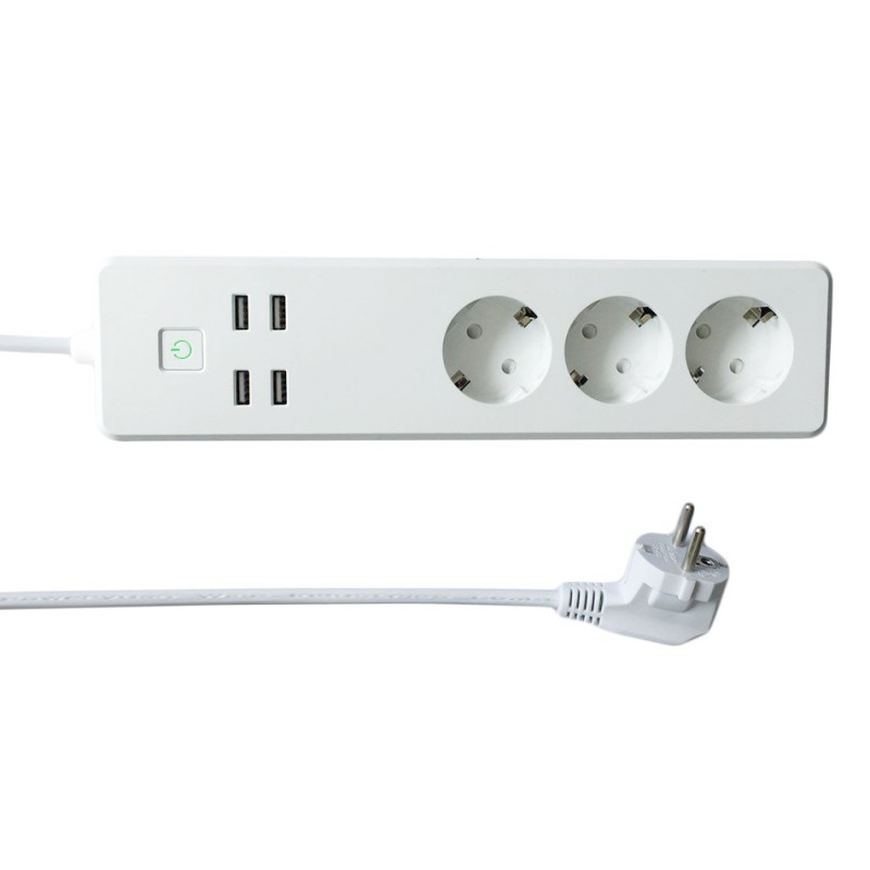 Multipresa Intelligente 3 Prese Schuko 4 USB Controllo Vocale, R4028