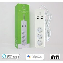 Multipresa Intelligente 3 Prese Schuko 4 USB Controllo Vocale, R4028