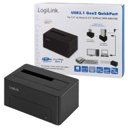 Docking Station USB3.1 Gen2 per HDD/SSD SATA da 2.5"/3.5" Nero